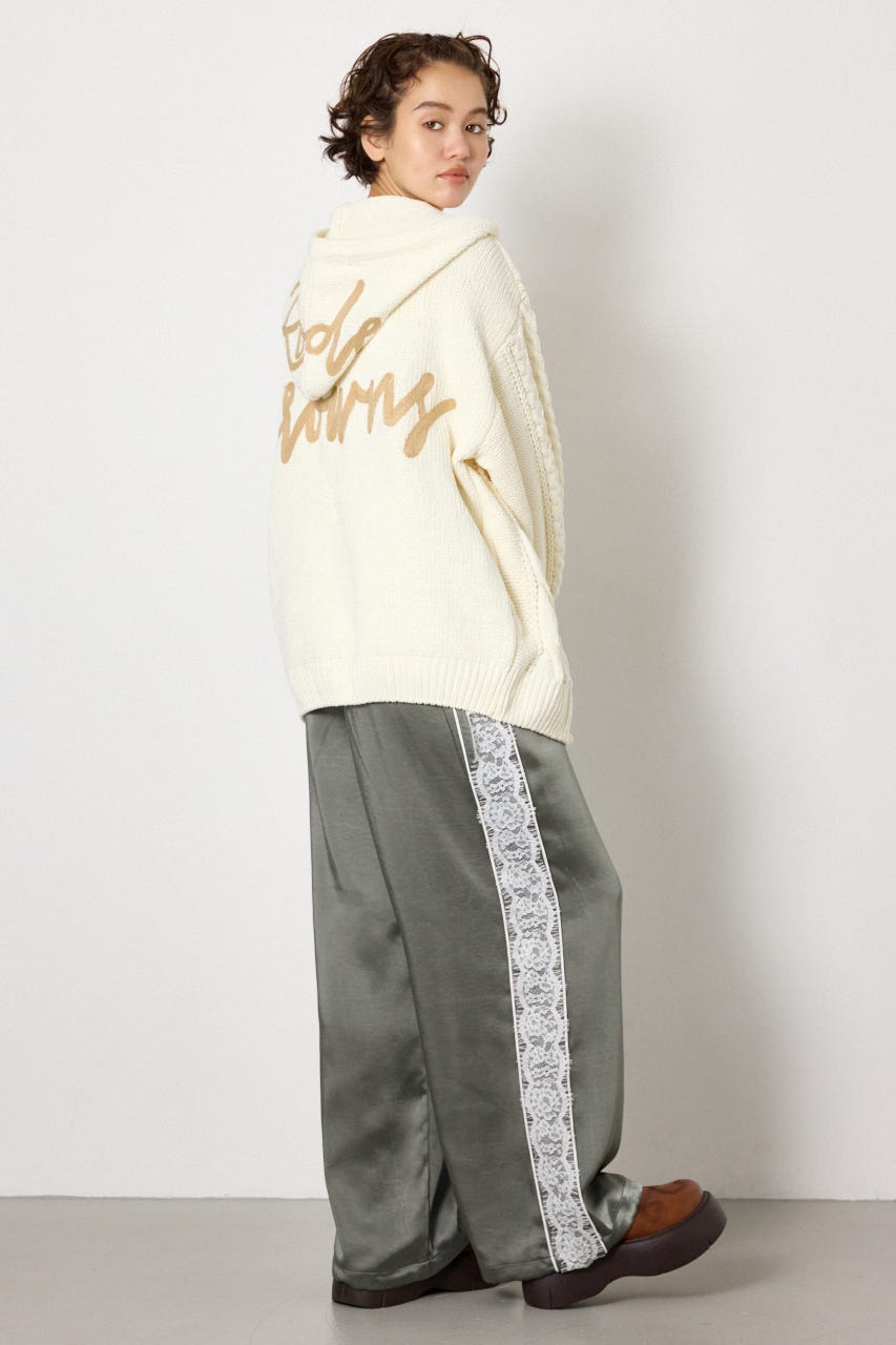 モールニットロゴトッパーカーディガン O/WHT FREE