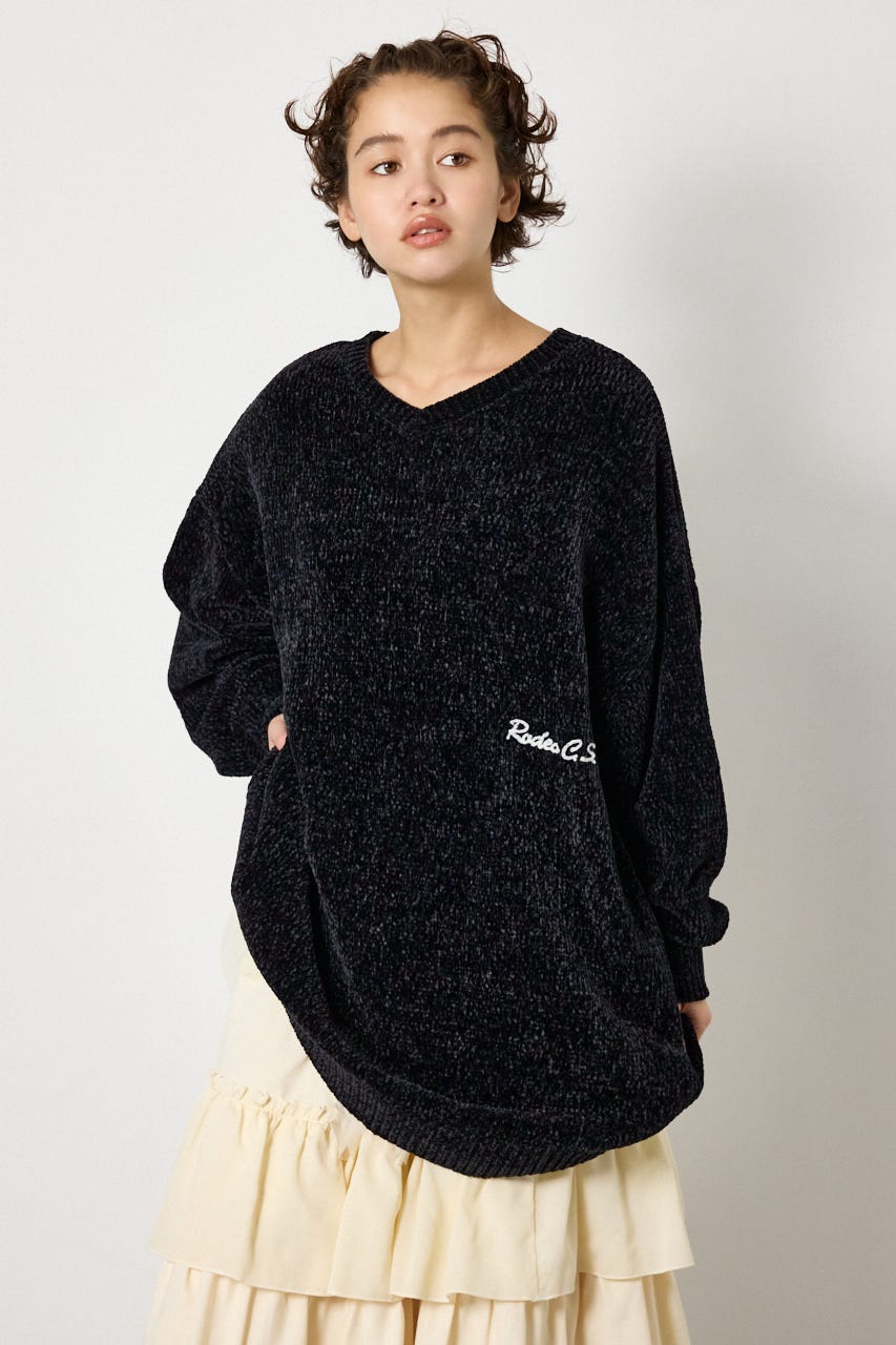 モールニットスクリプトロゴワンピース BLK FREE