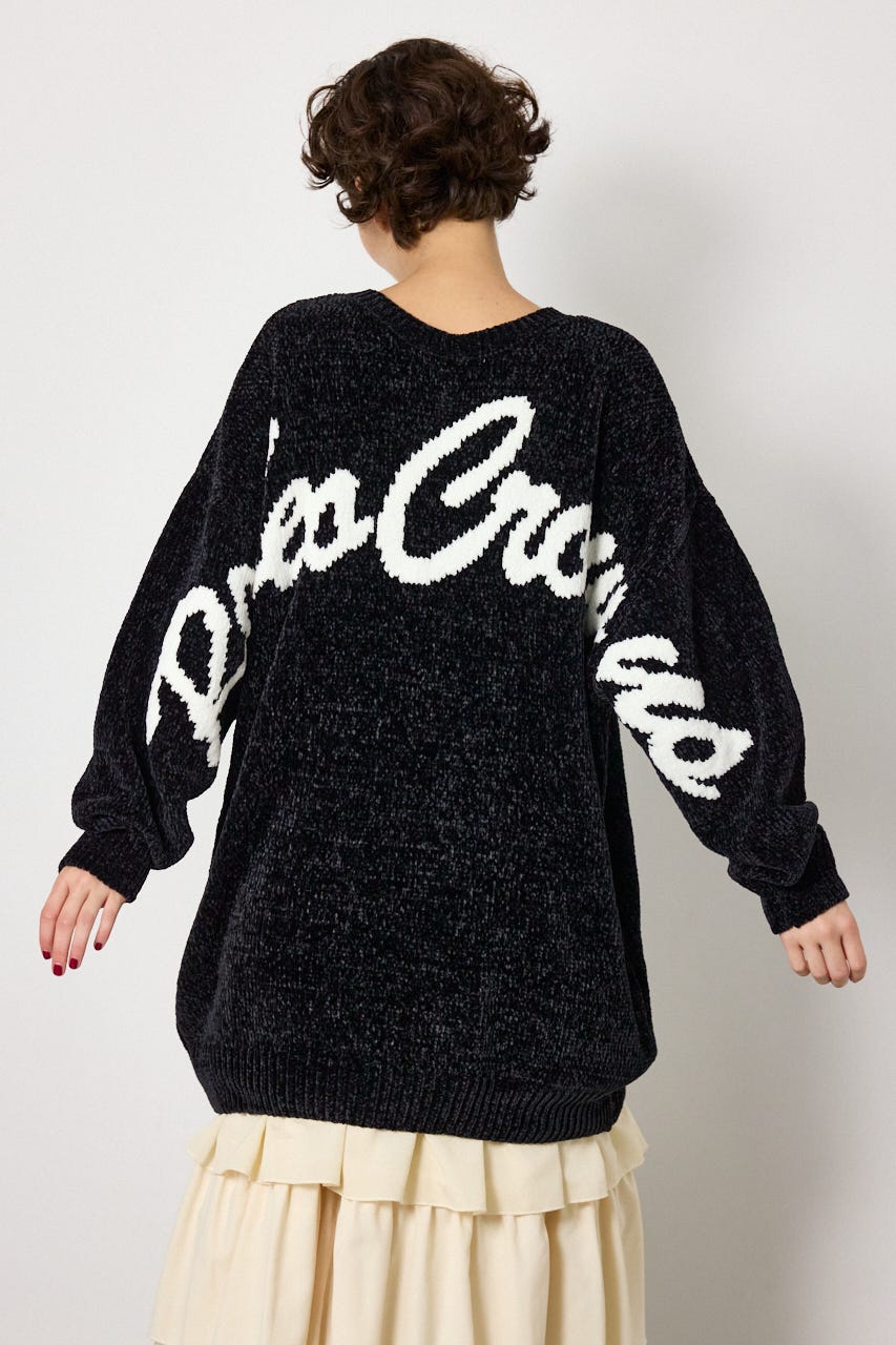 モールニットスクリプトロゴワンピース BLK FREE