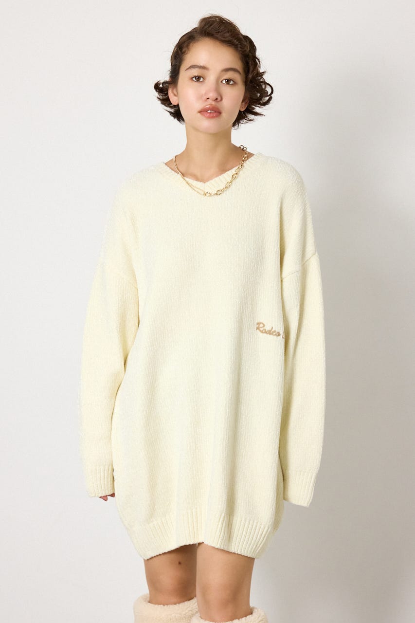 モールニットスクリプトロゴワンピース O/WHT FREE