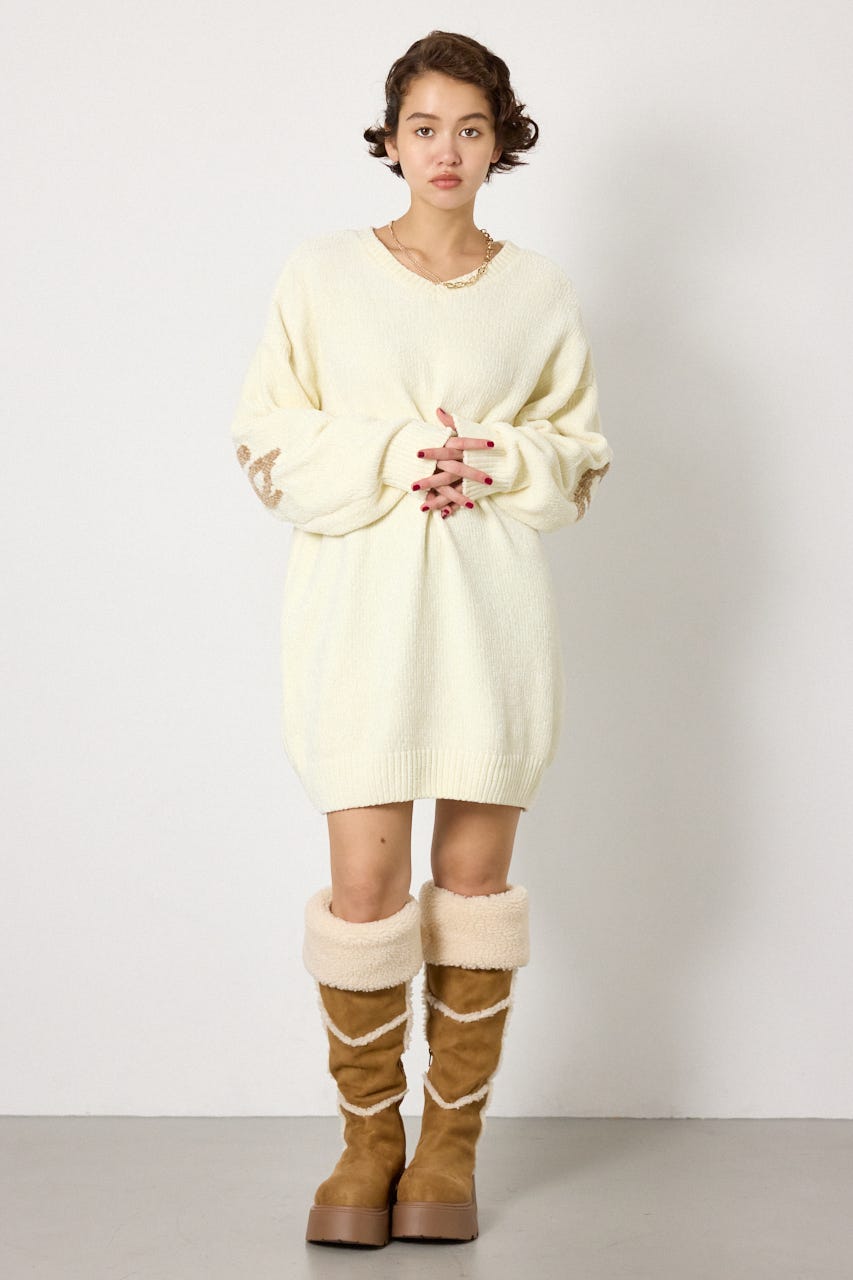 モールニットスクリプトロゴワンピース O/WHT FREE