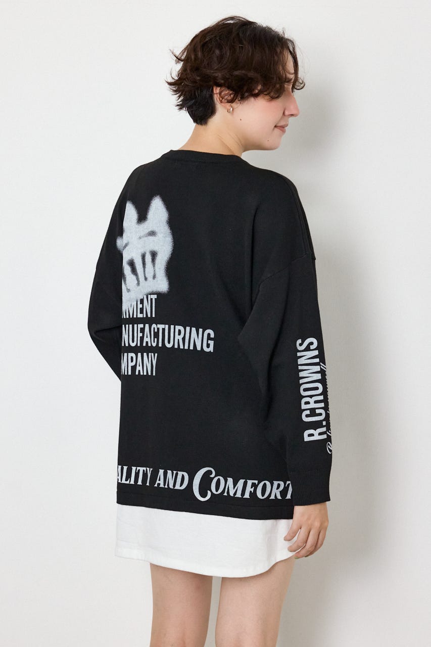 フェイクレイヤードニットワンピース BLK FREE