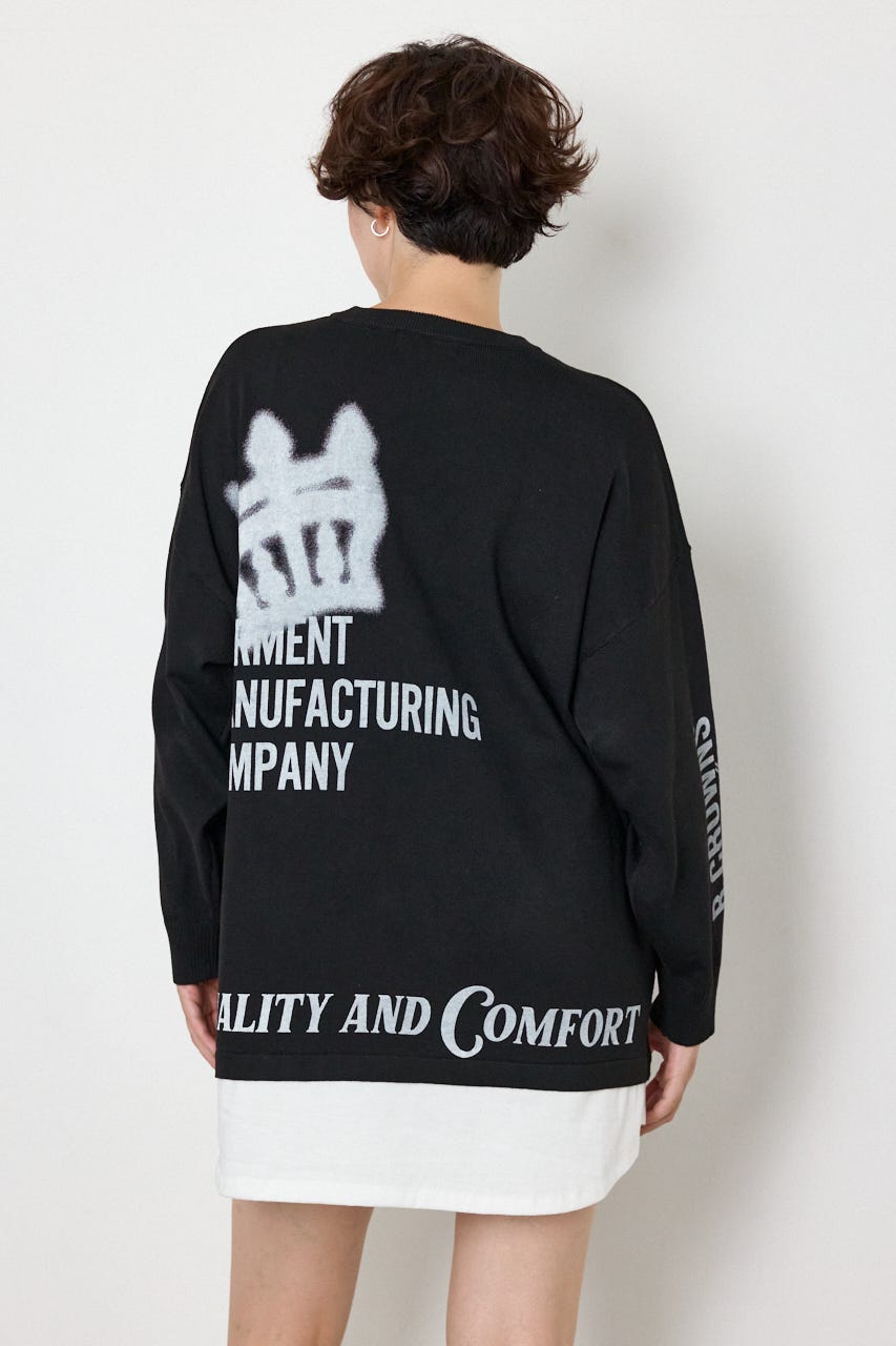フェイクレイヤードニットワンピース BLK FREE
