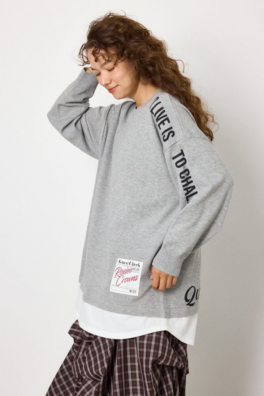 フェイクレイヤードニットワンピース L/T.GRY FREE