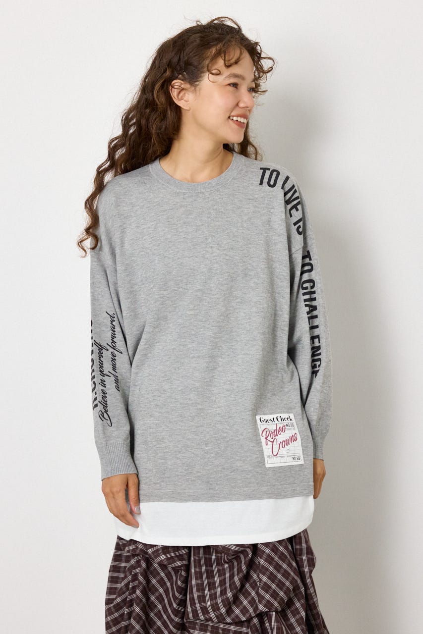 フェイクレイヤードニットワンピース L/T.GRY FREE