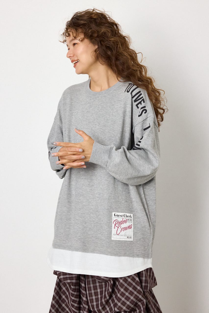フェイクレイヤードニットワンピース L/T.GRY FREE