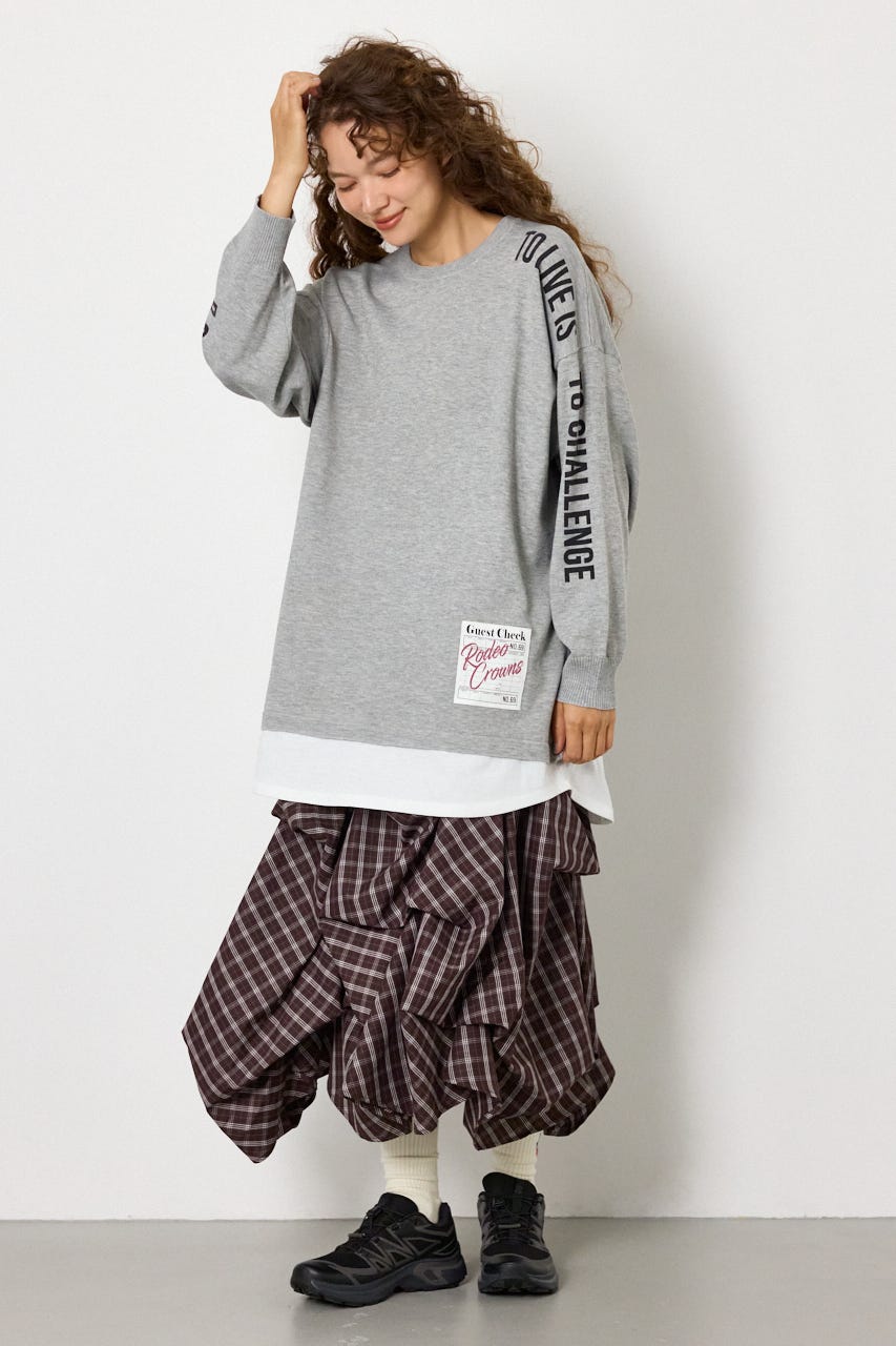 フェイクレイヤードニットワンピース L/T.GRY FREE