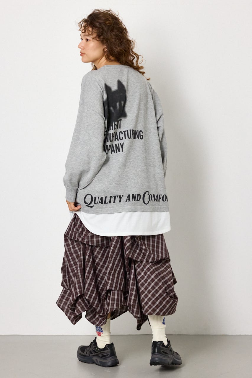 フェイクレイヤードニットワンピース L/T.GRY FREE
