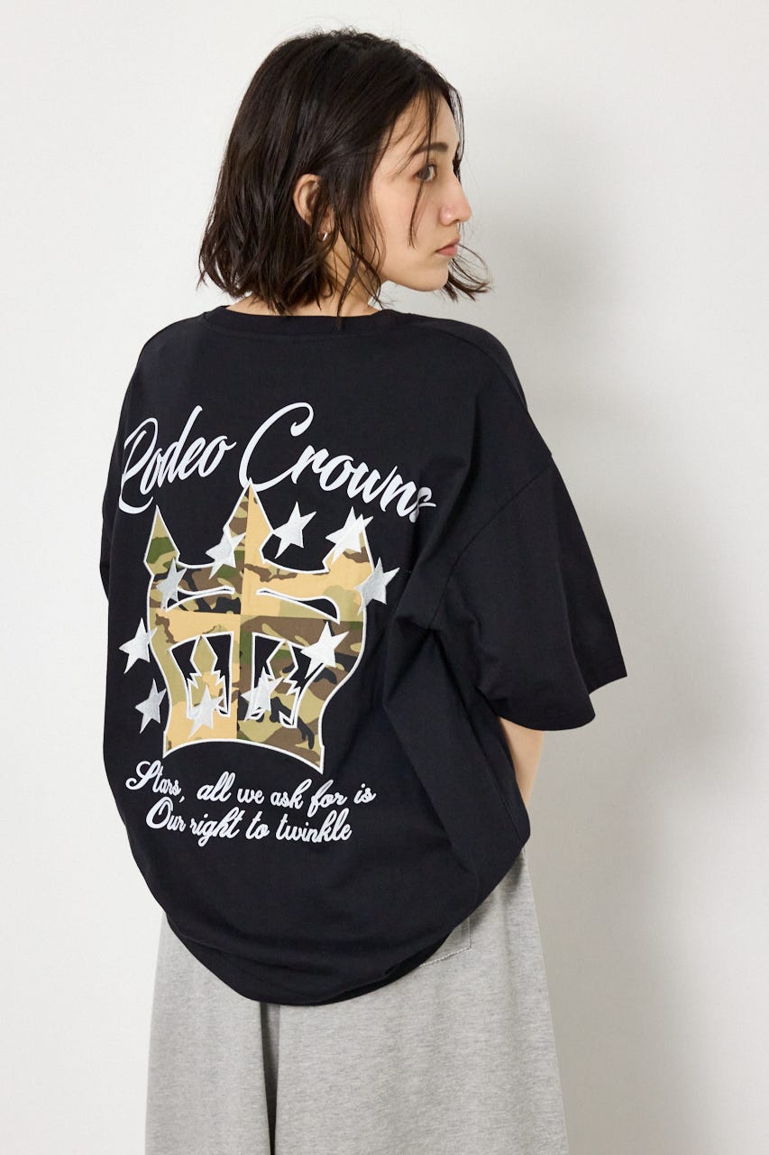 アップリケクラウンロゴTシャツ BLK FREE