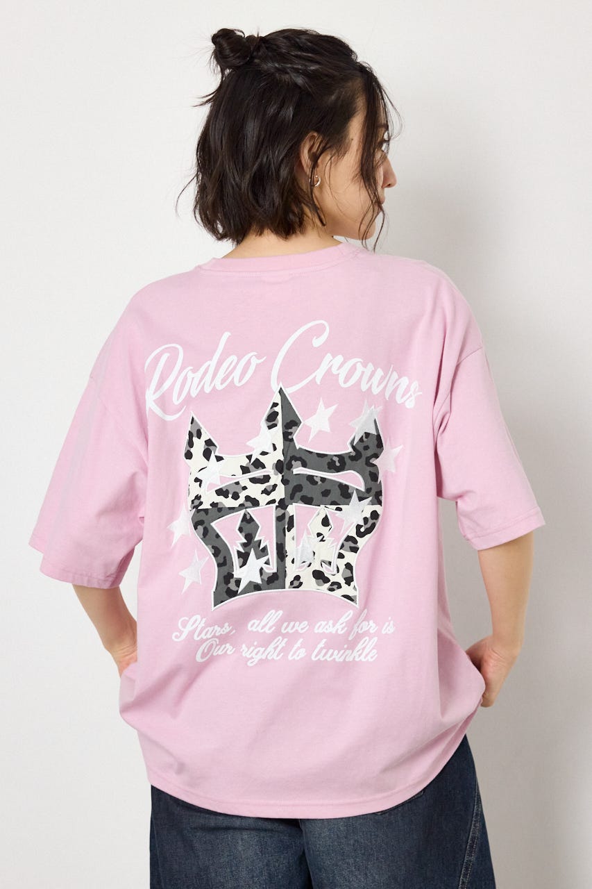 アップリケクラウンロゴTシャツ L/PNK FREE