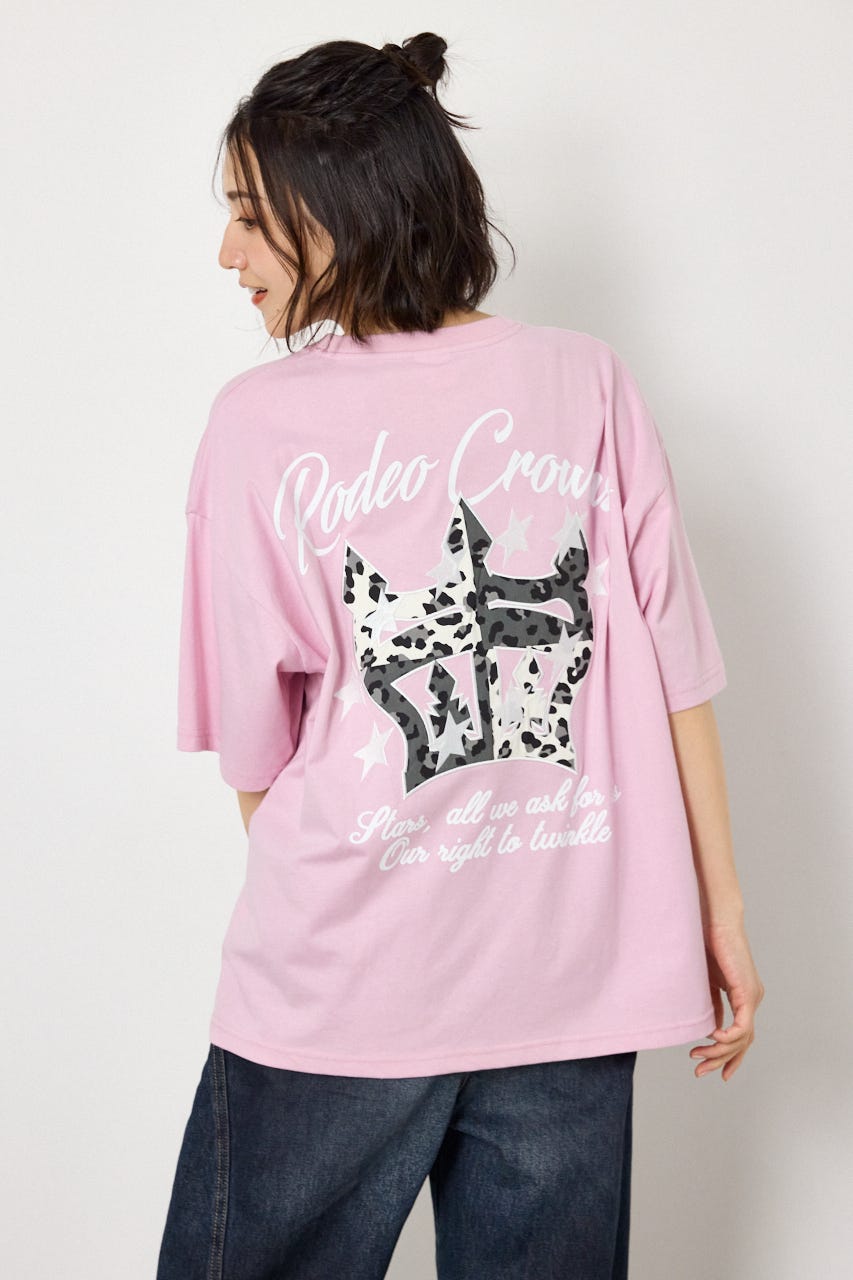アップリケクラウンロゴTシャツ L/PNK FREE
