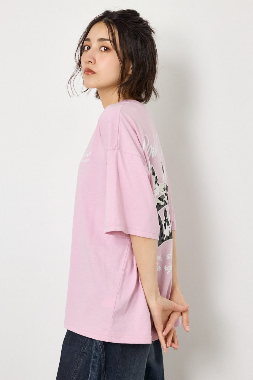 アップリケクラウンロゴTシャツ L/PNK FREE