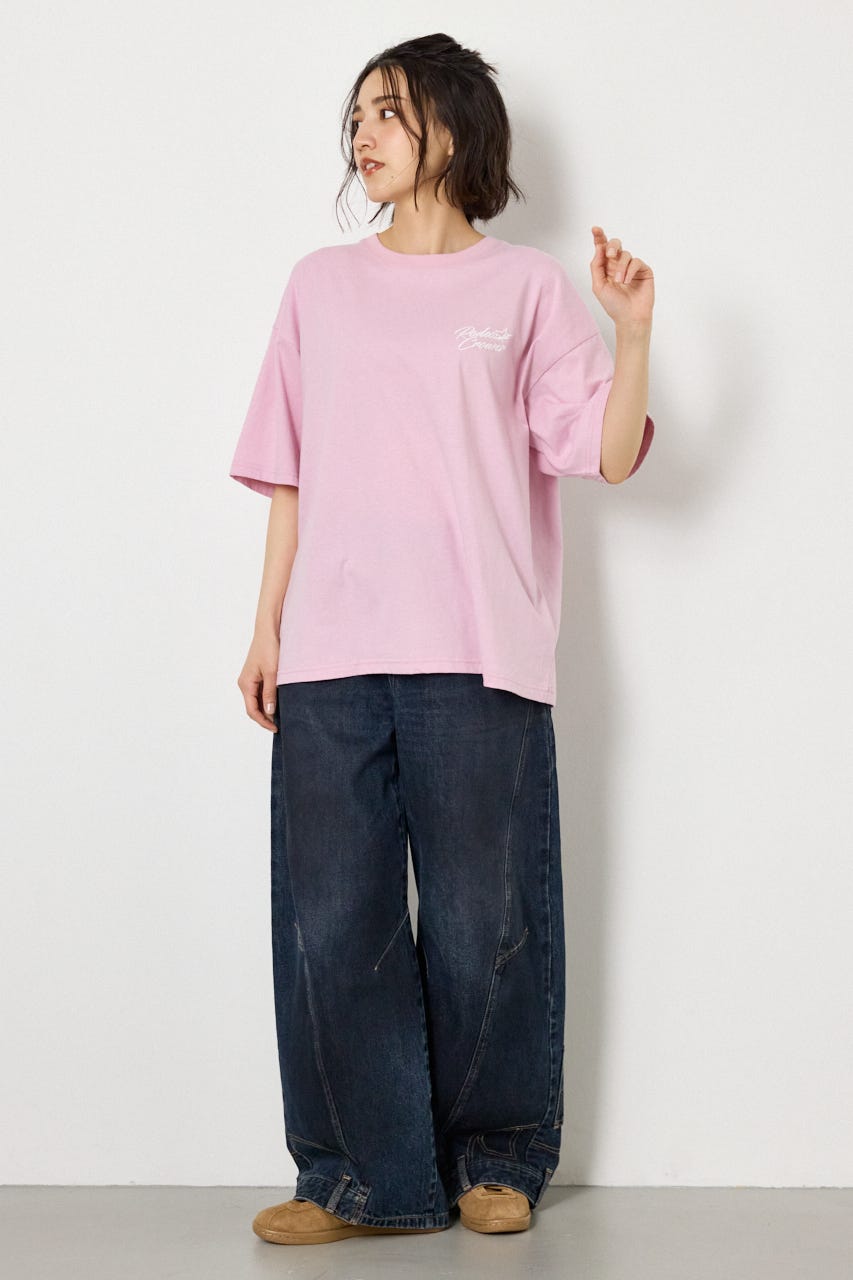 アップリケクラウンロゴTシャツ L/PNK FREE