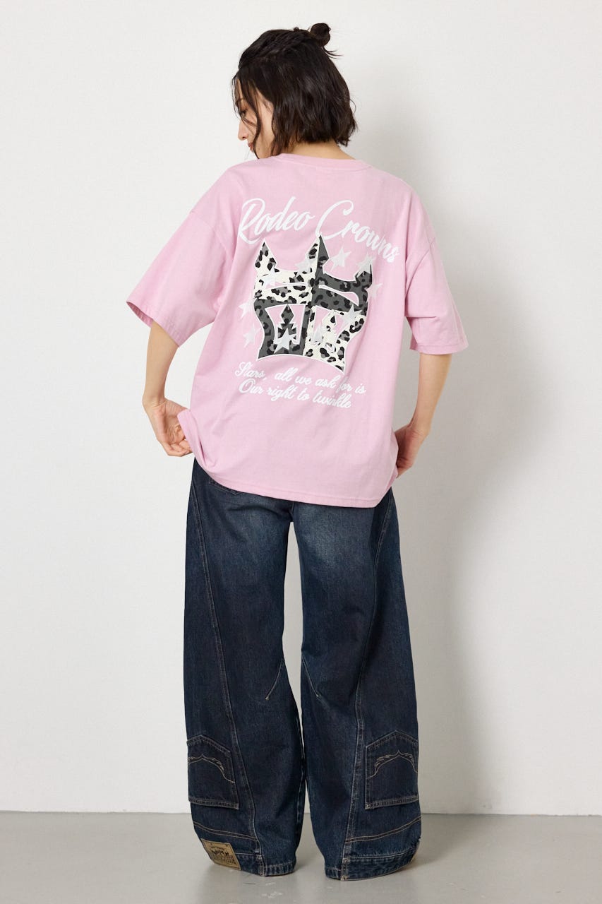 アップリケクラウンロゴTシャツ L/PNK FREE