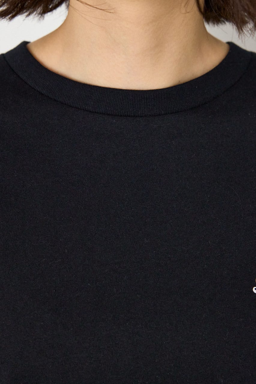 フラワースクリプトロゴ5分袖Tシャツ BLK FREE