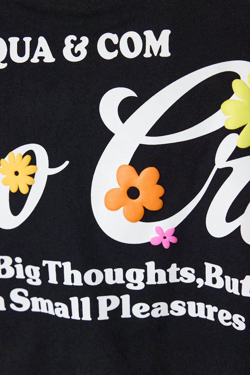 フラワースクリプトロゴ5分袖Tシャツ BLK FREE