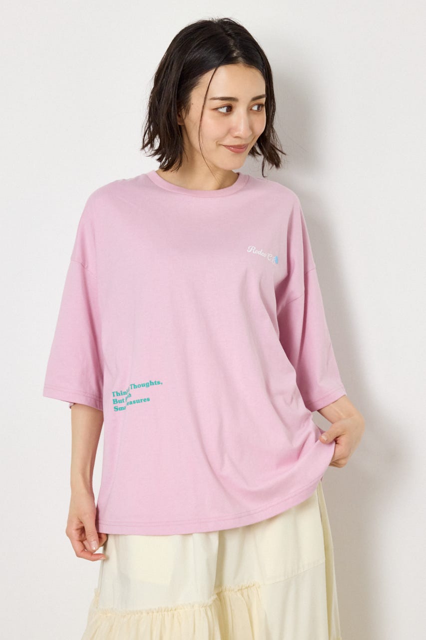 フラワースクリプトロゴ5分袖Tシャツ