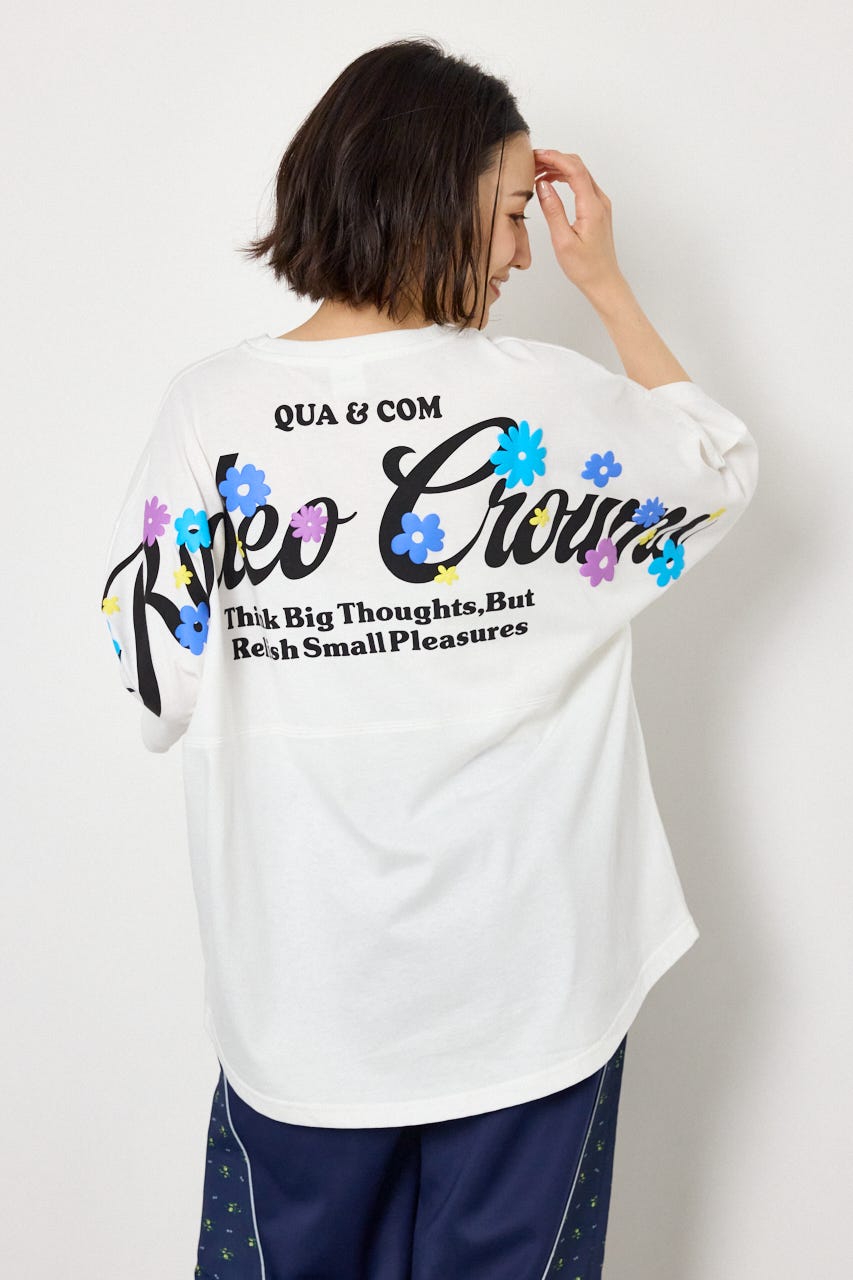 フラワースクリプトロゴ5分袖Tシャツ O/WHT FREE
