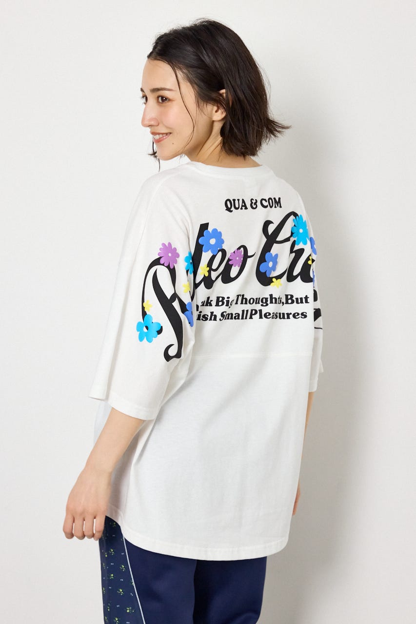 フラワースクリプトロゴ5分袖Tシャツ O/WHT FREE