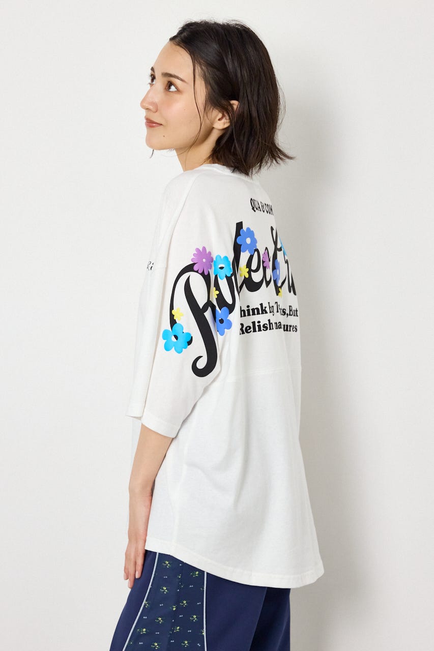フラワースクリプトロゴ5分袖Tシャツ O/WHT FREE
