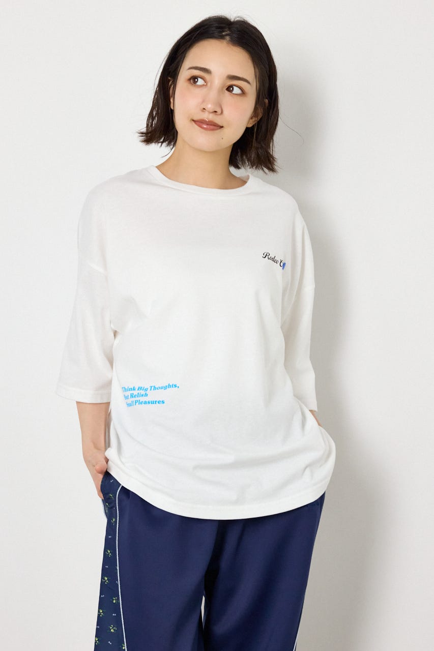 フラワースクリプトロゴ5分袖Tシャツ O/WHT FREE