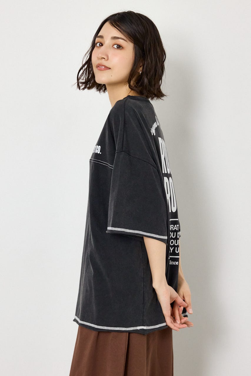 ヴィンテージライクステッチ5分袖Tシャツ BLK FREE