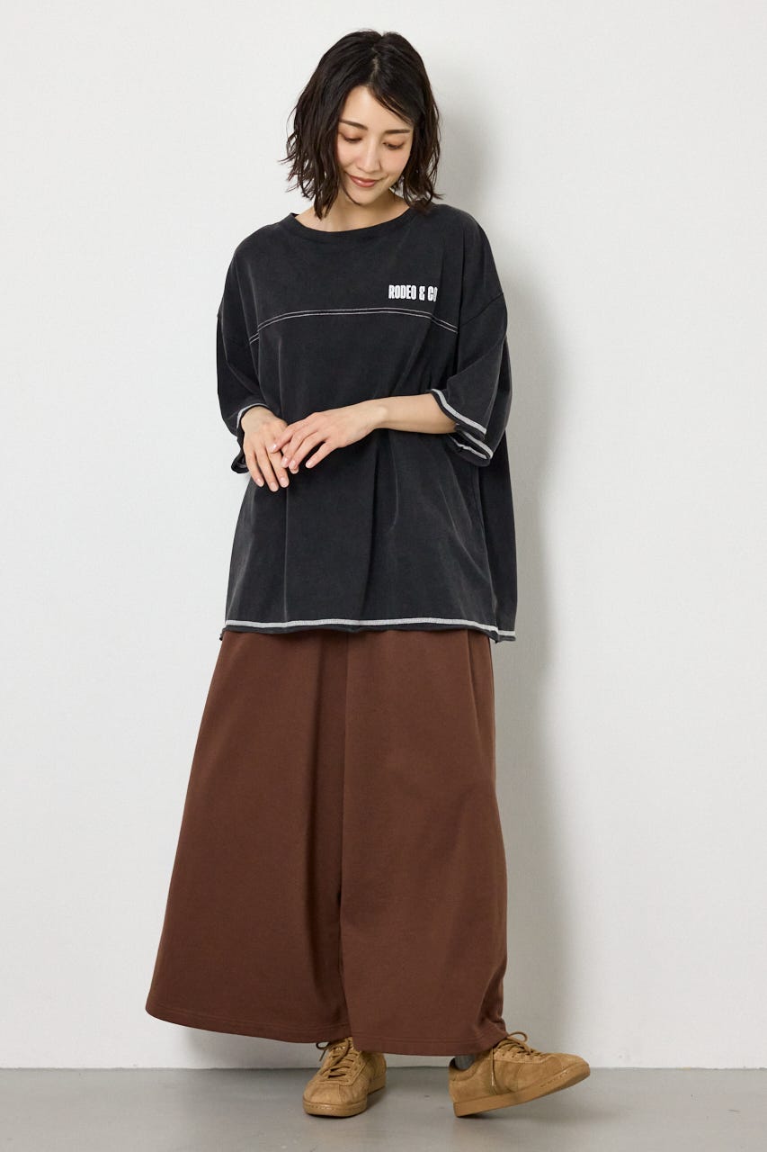 ヴィンテージライクステッチ5分袖Tシャツ BLK FREE