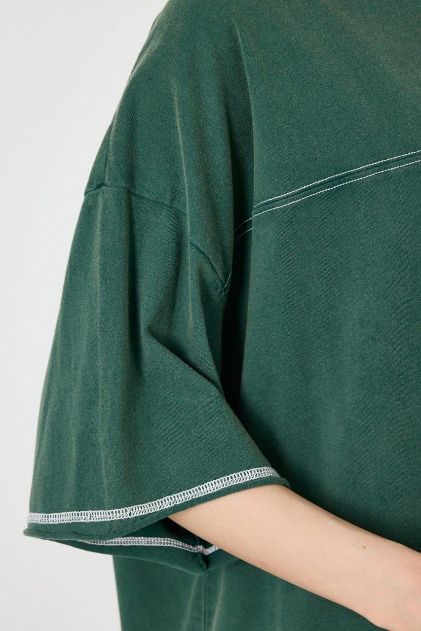 ヴィンテージライクステッチ5分袖Tシャツ D/GRN FREE