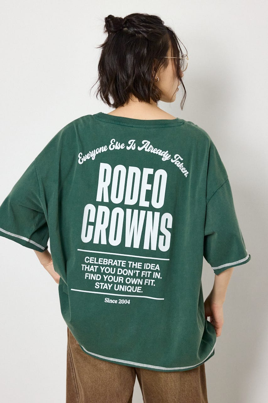 ヴィンテージライクステッチ5分袖Tシャツ D/GRN FREE
