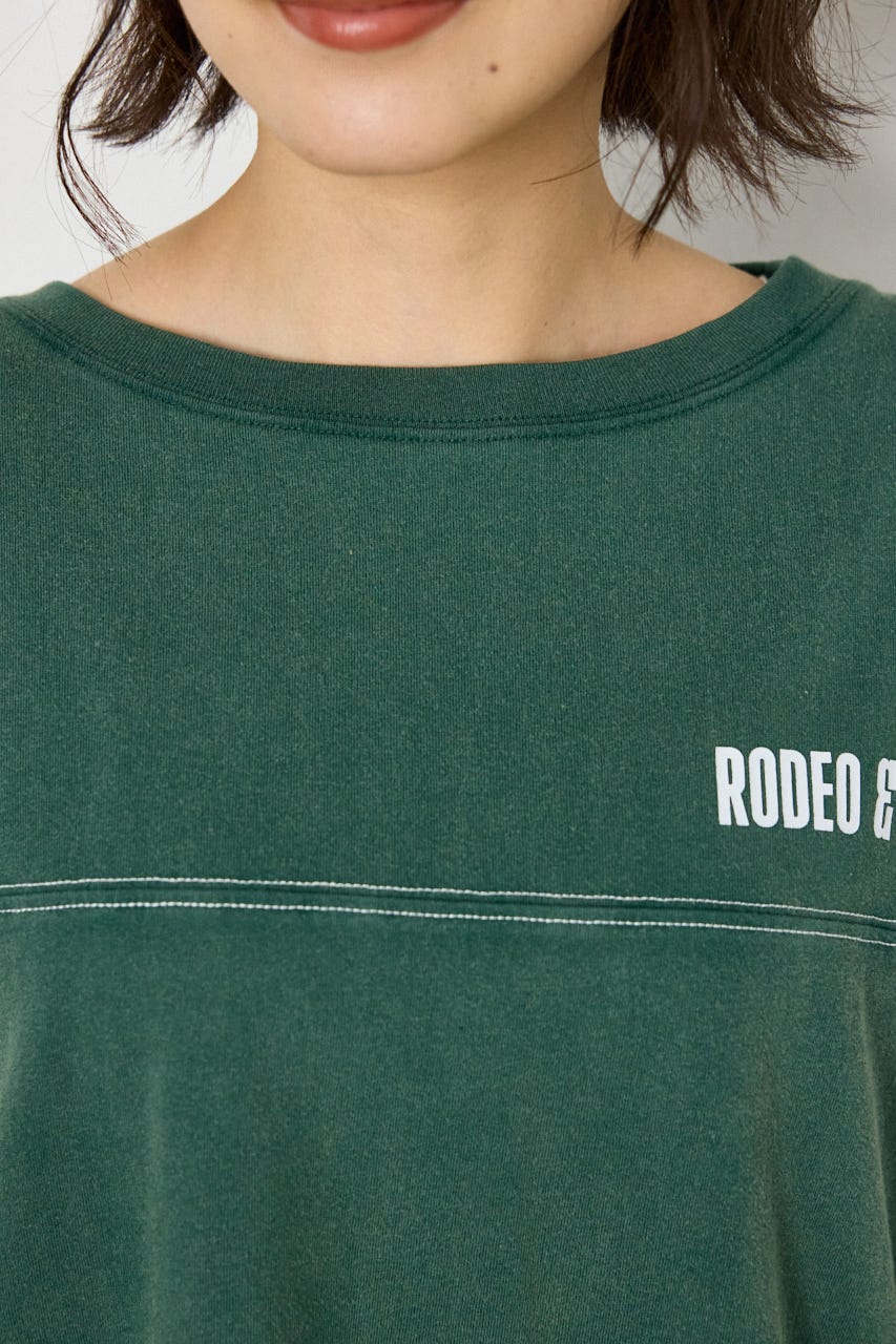 ヴィンテージライクステッチ5分袖Tシャツ D/GRN FREE