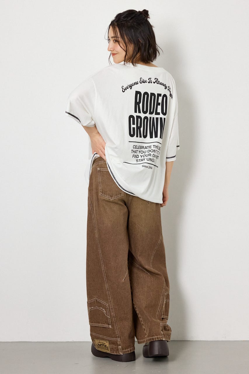 ヴィンテージライクステッチ5分袖Tシャツ O/WHT FREE