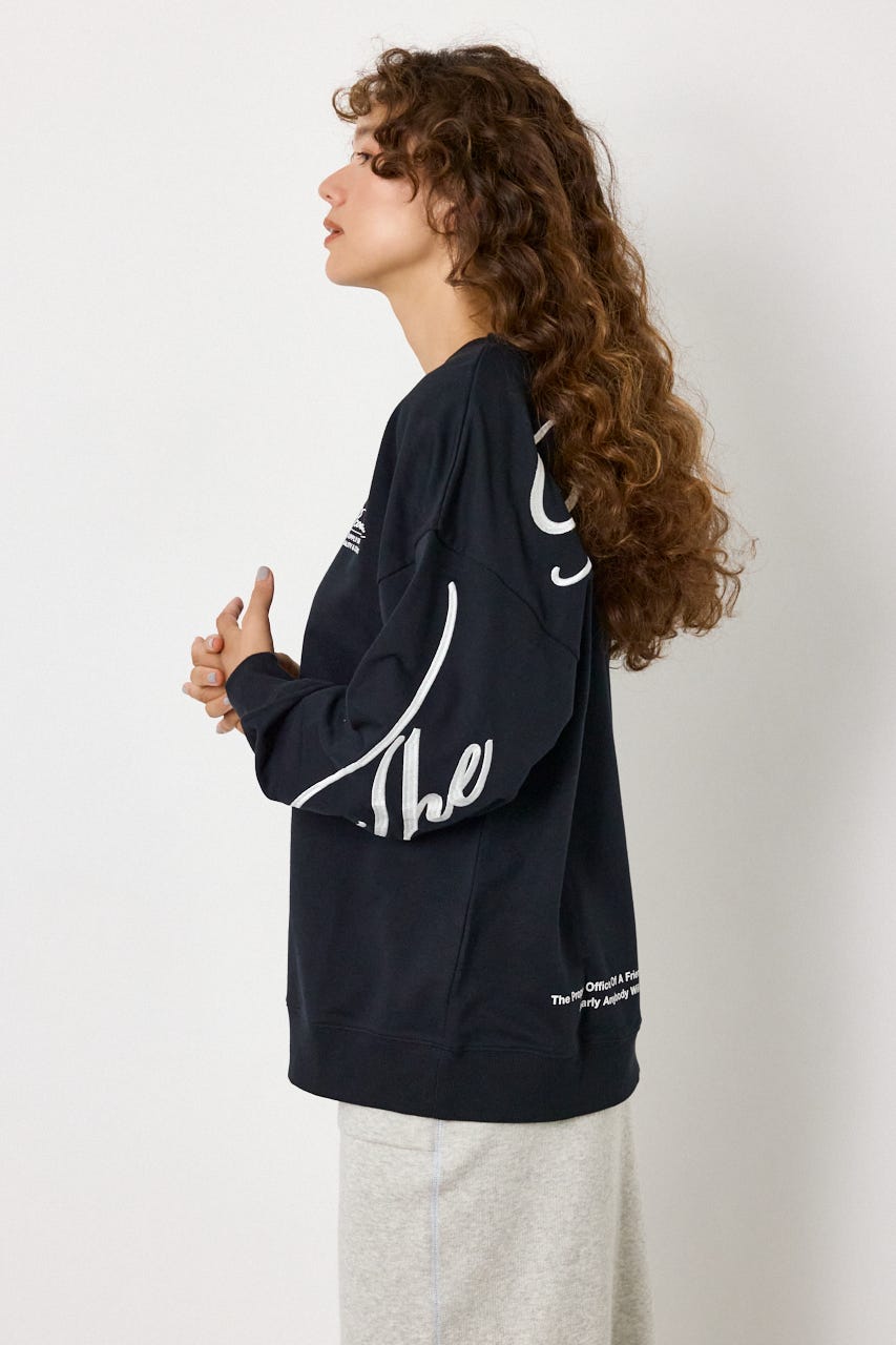 Embroidery スクリプトスウェットトップス BLK FREE
