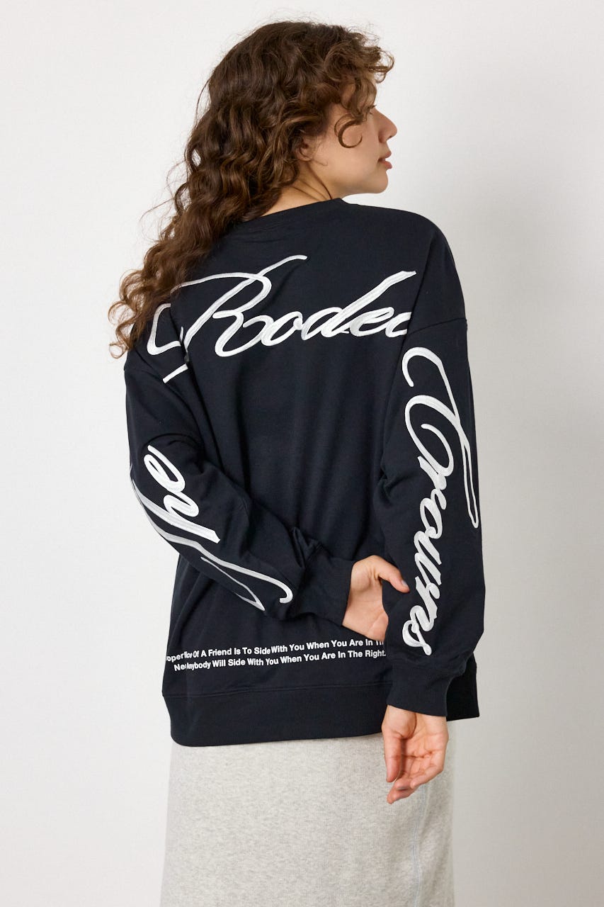 Embroidery スクリプトスウェットトップス BLK FREE