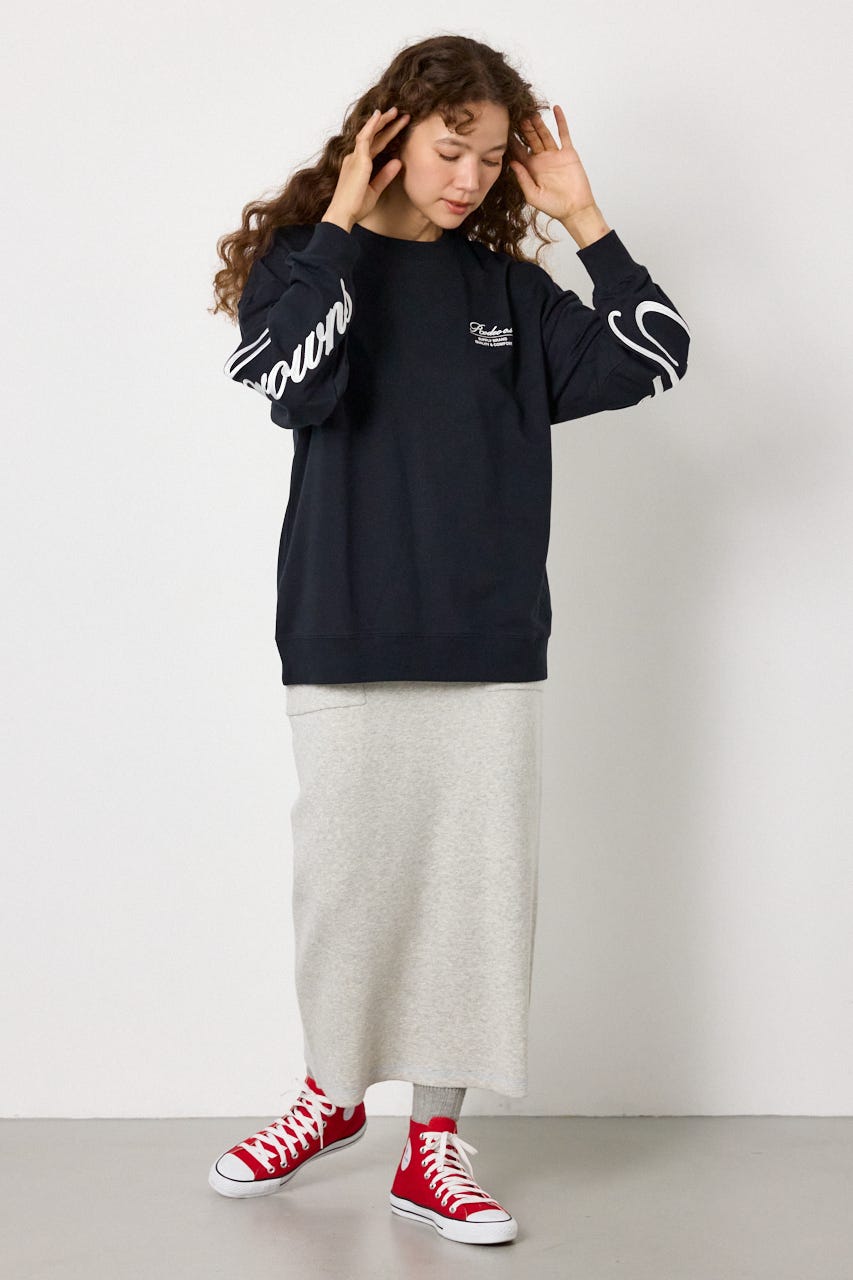 Embroidery スクリプトスウェットトップス BLK FREE