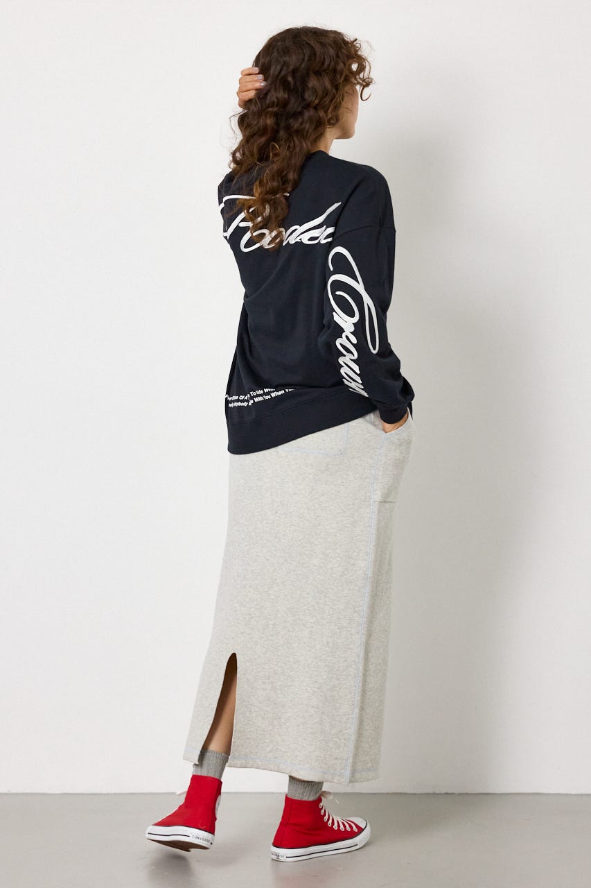 Embroidery スクリプトスウェットトップス BLK FREE