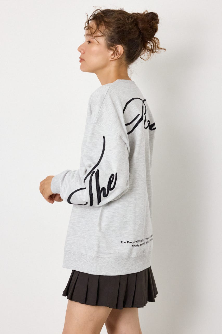 Embroidery スクリプトスウェットトップス L/T.GRY FREE