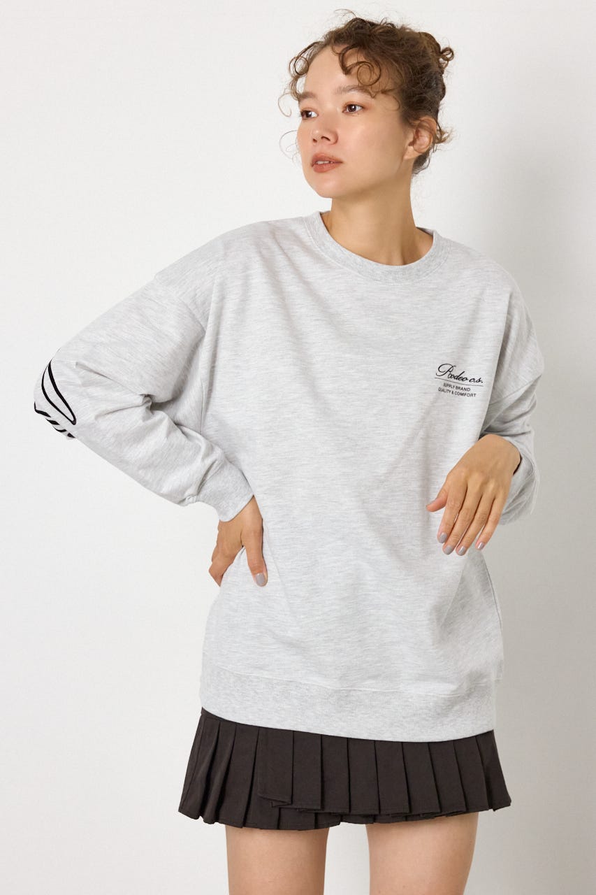 Embroidery スクリプトスウェットトップス L/T.GRY FREE