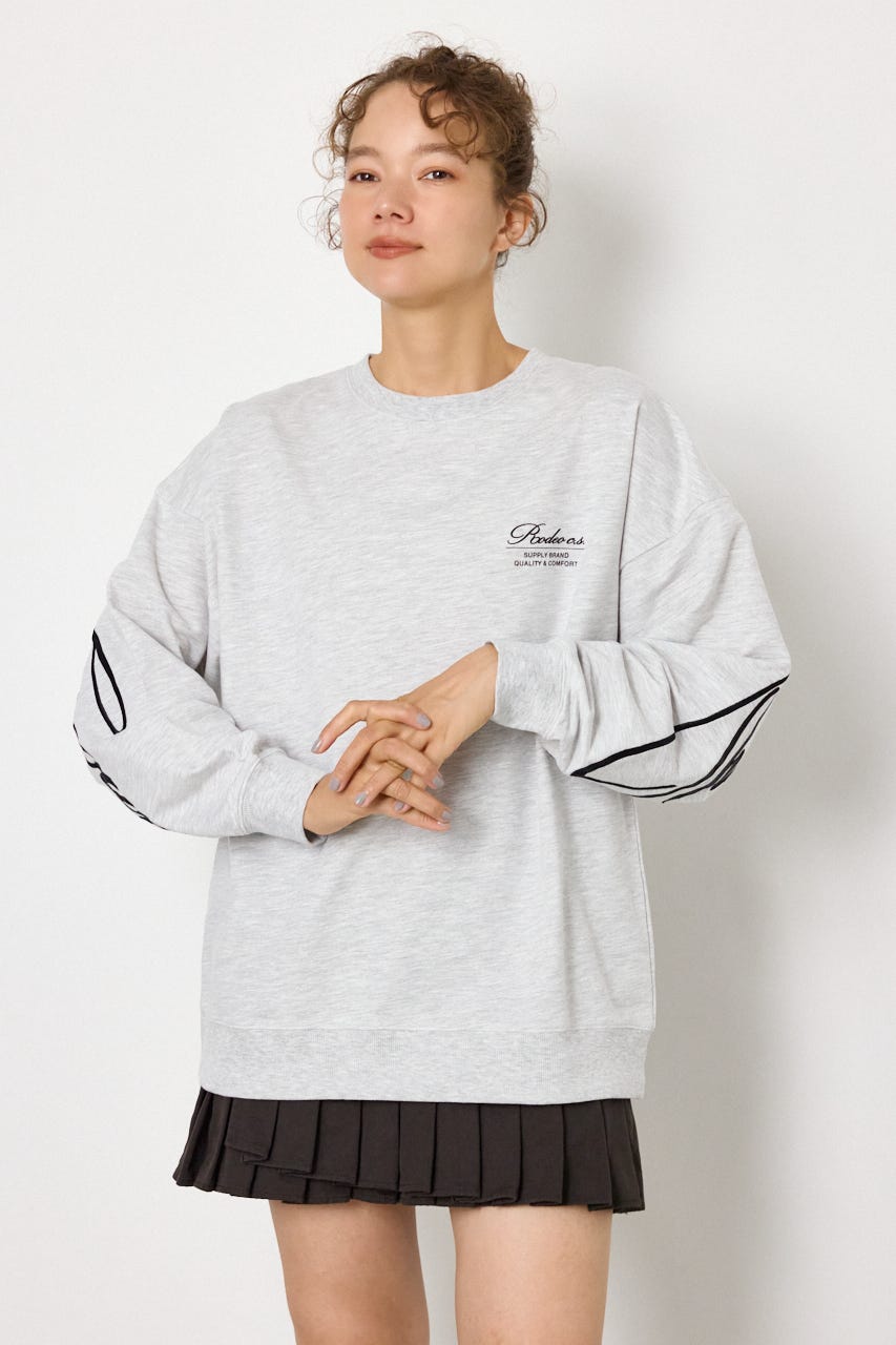 Embroidery スクリプトスウェットトップス L/T.GRY FREE