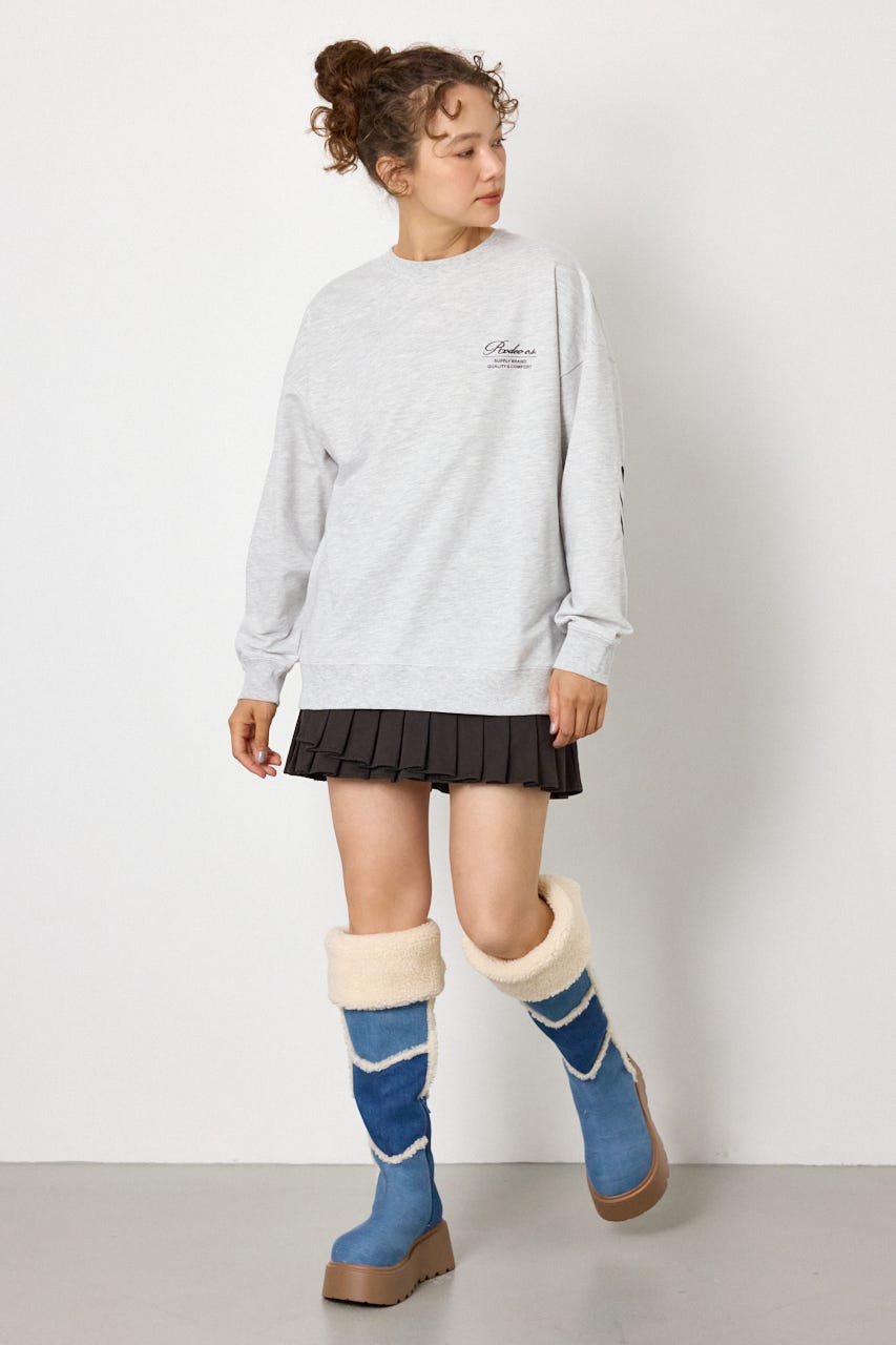 Embroidery スクリプトスウェットトップス L/T.GRY FREE