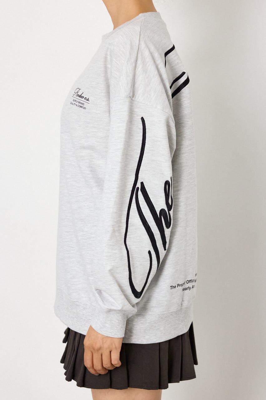 Embroidery スクリプトスウェットトップス L/T.GRY FREE