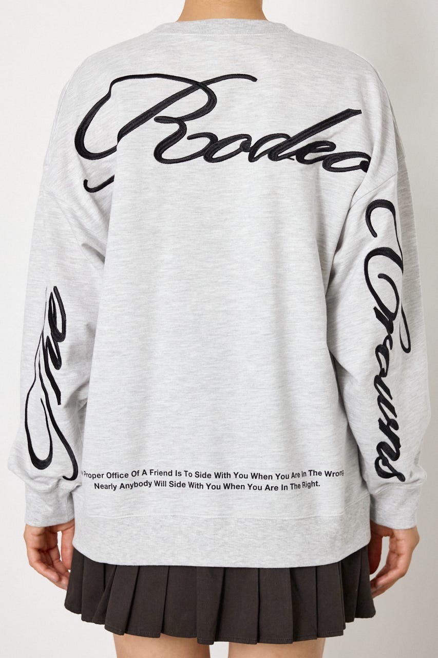 Embroidery スクリプトスウェットトップス L/T.GRY FREE