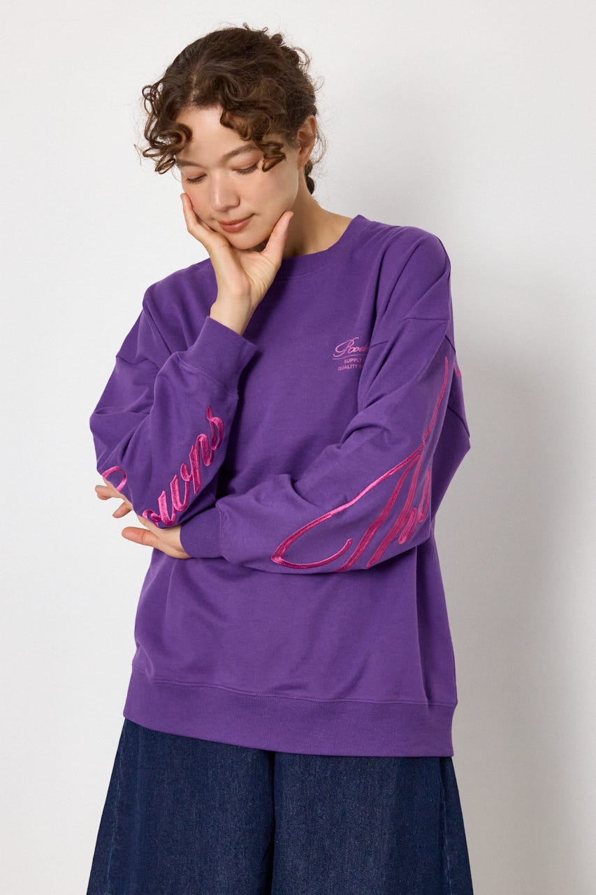 Embroidery スクリプトスウェットトップス PUR FREE