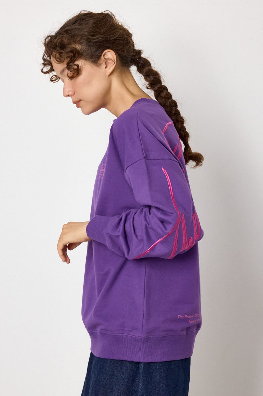 Embroidery スクリプトスウェットトップス PUR FREE