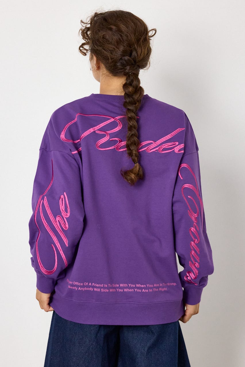 Embroidery スクリプトスウェットトップス PUR FREE