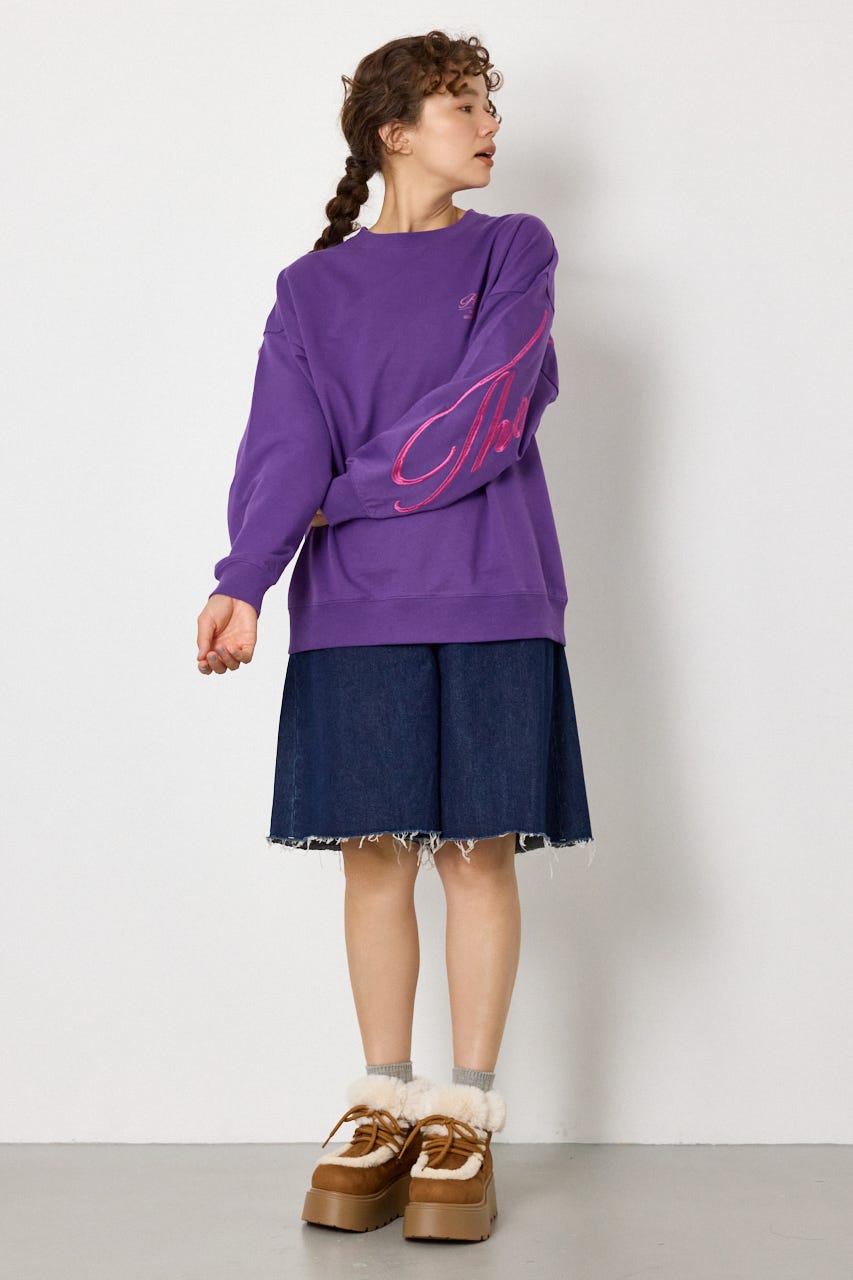 Embroidery スクリプトスウェットトップス PUR FREE