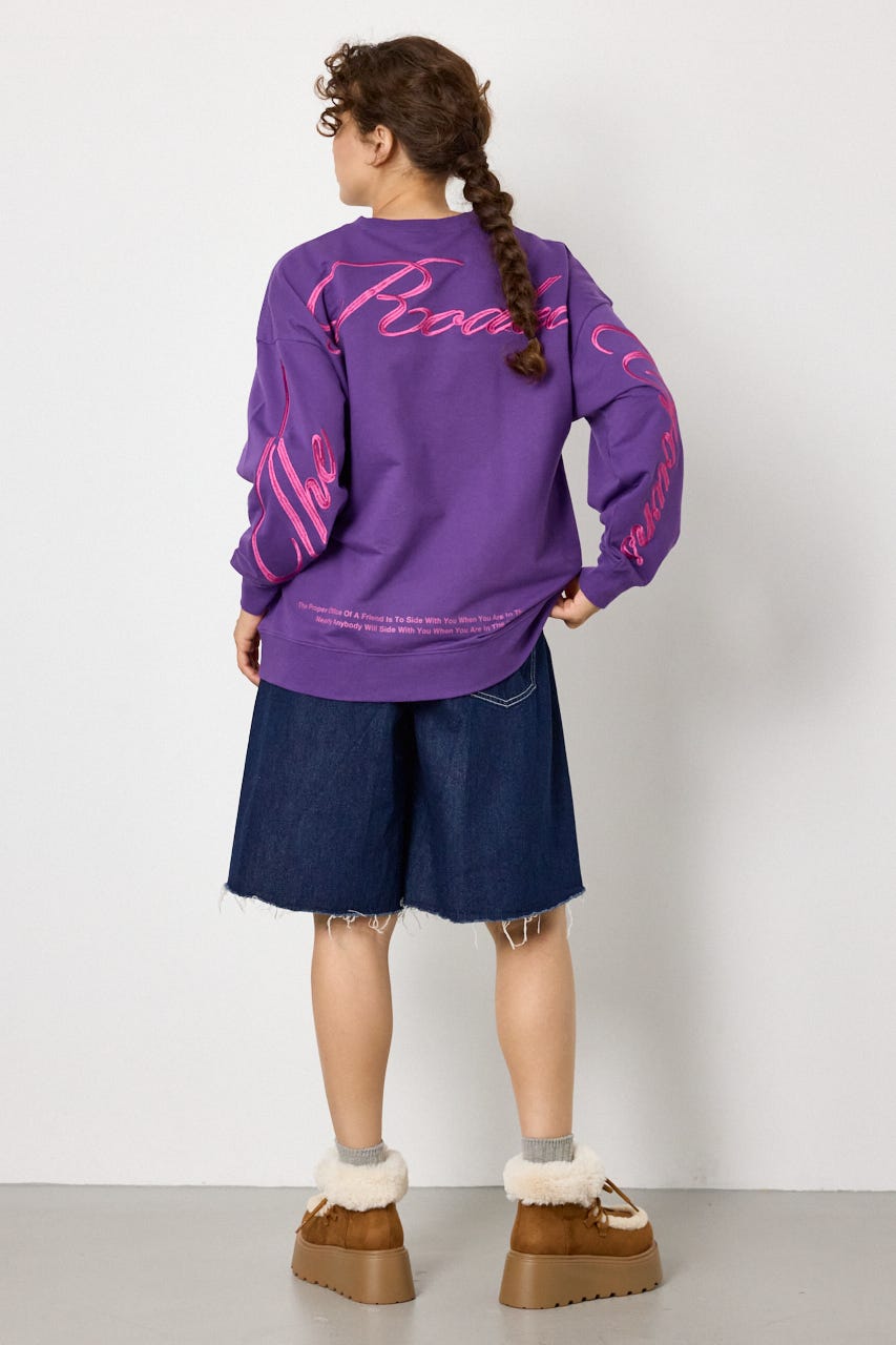 Embroidery スクリプトスウェットトップス PUR FREE