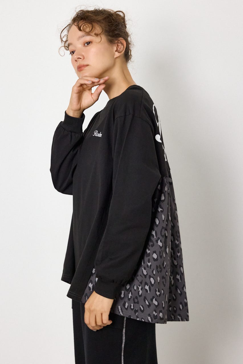 バックギャザードッキングロングTシャツ BLK FREE