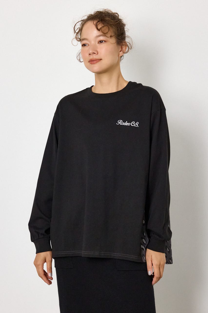 バックギャザードッキングロングTシャツ BLK FREE