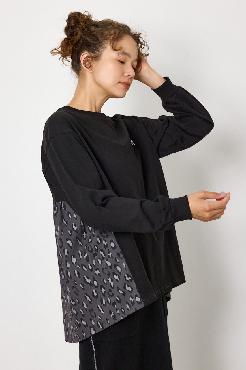 バックギャザードッキングロングTシャツ BLK FREE