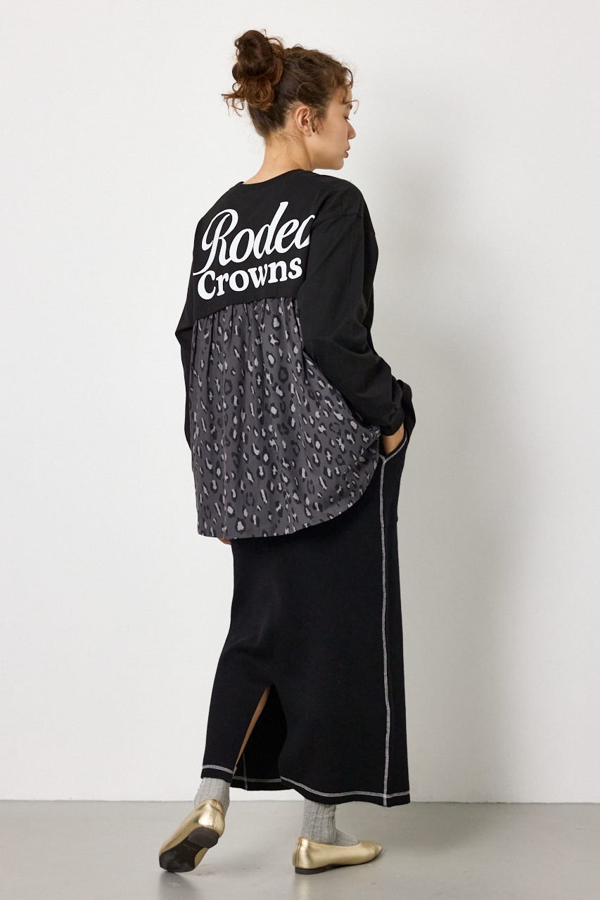 バックギャザードッキングロングTシャツ BLK FREE
